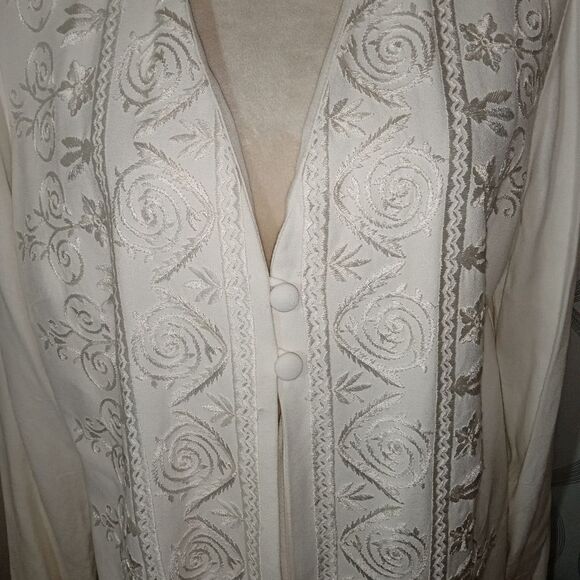 Vintage K Studio Cream 2 Button Open Embroidered Formal Jacket Size 14 - Picture 4 of 7